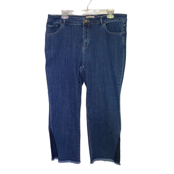Logo by Lori Goldstein Straight Leg Logofied Jeans with Raw Hem Women's Size 16 - Picture 1 of 10